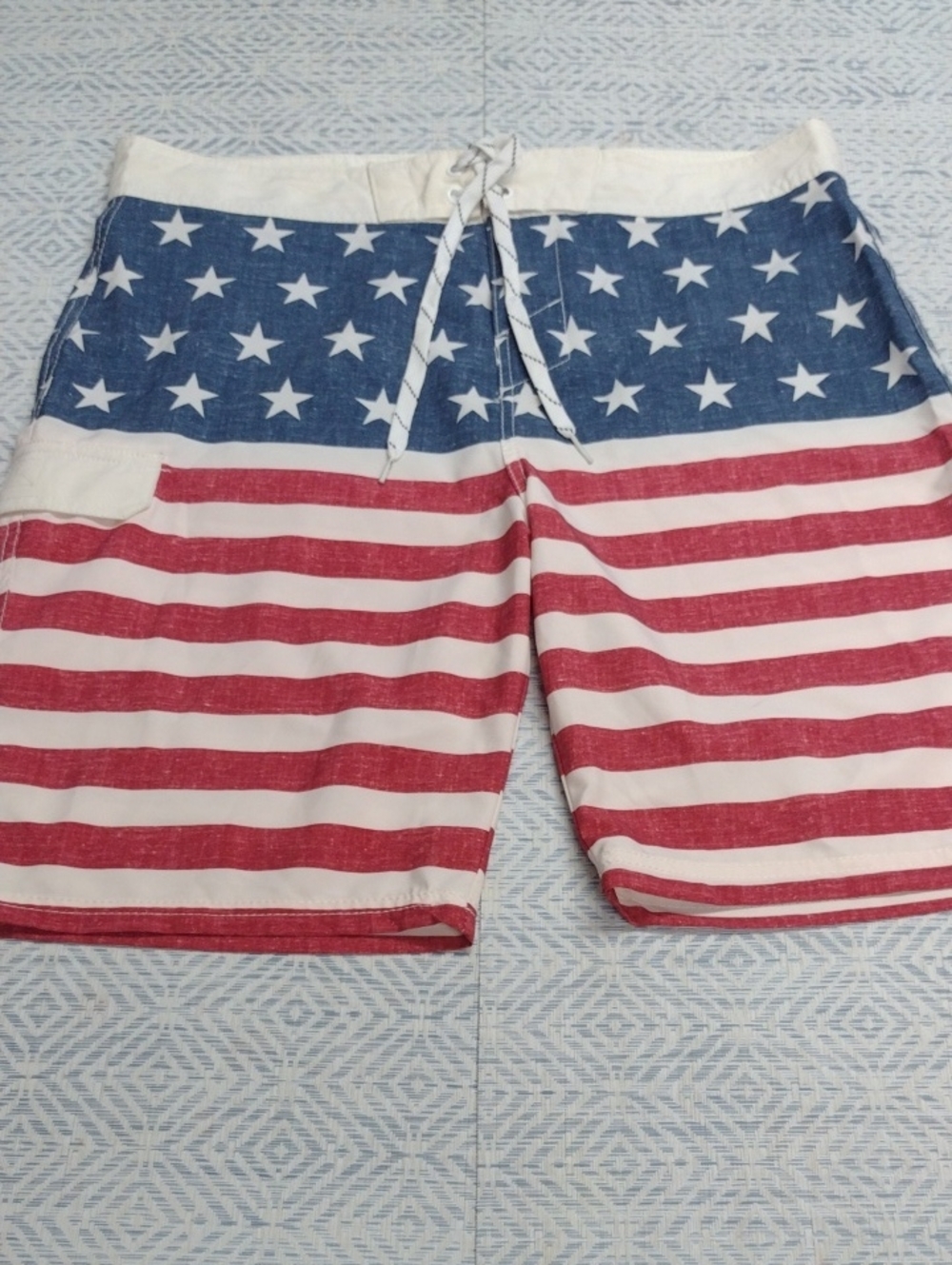 Carbon Men's Star & Stripe Swim Board Shorts - Red, White & Blue